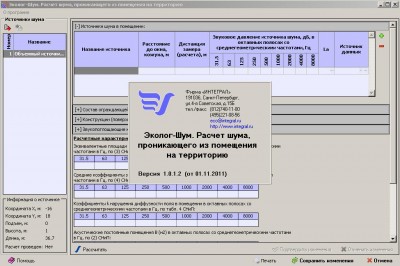 Расчет шума, проникающего из помещения на территорию